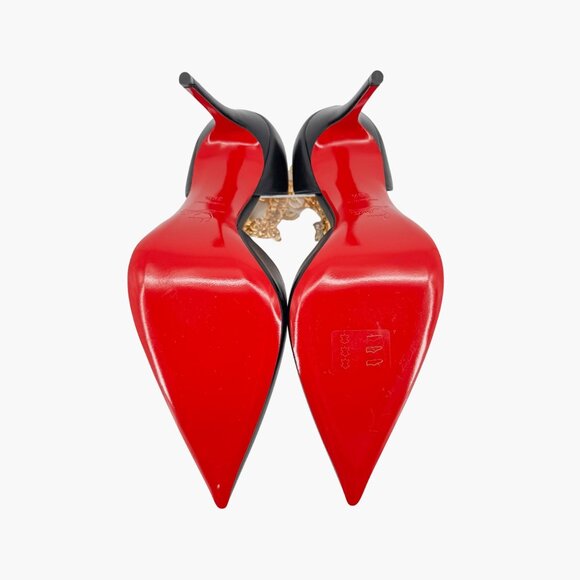 Christian Louboutin Gourmi Black Anklet Charm Pumps Heels Size 39.5 US 9.5 - Picture 13 of 16